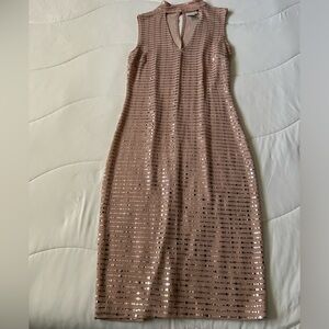 Enfocus Studio Rose Gold Sequin Midi Dress